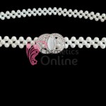 Centura din perle pe elastic Alba BLT026UU - HandMade